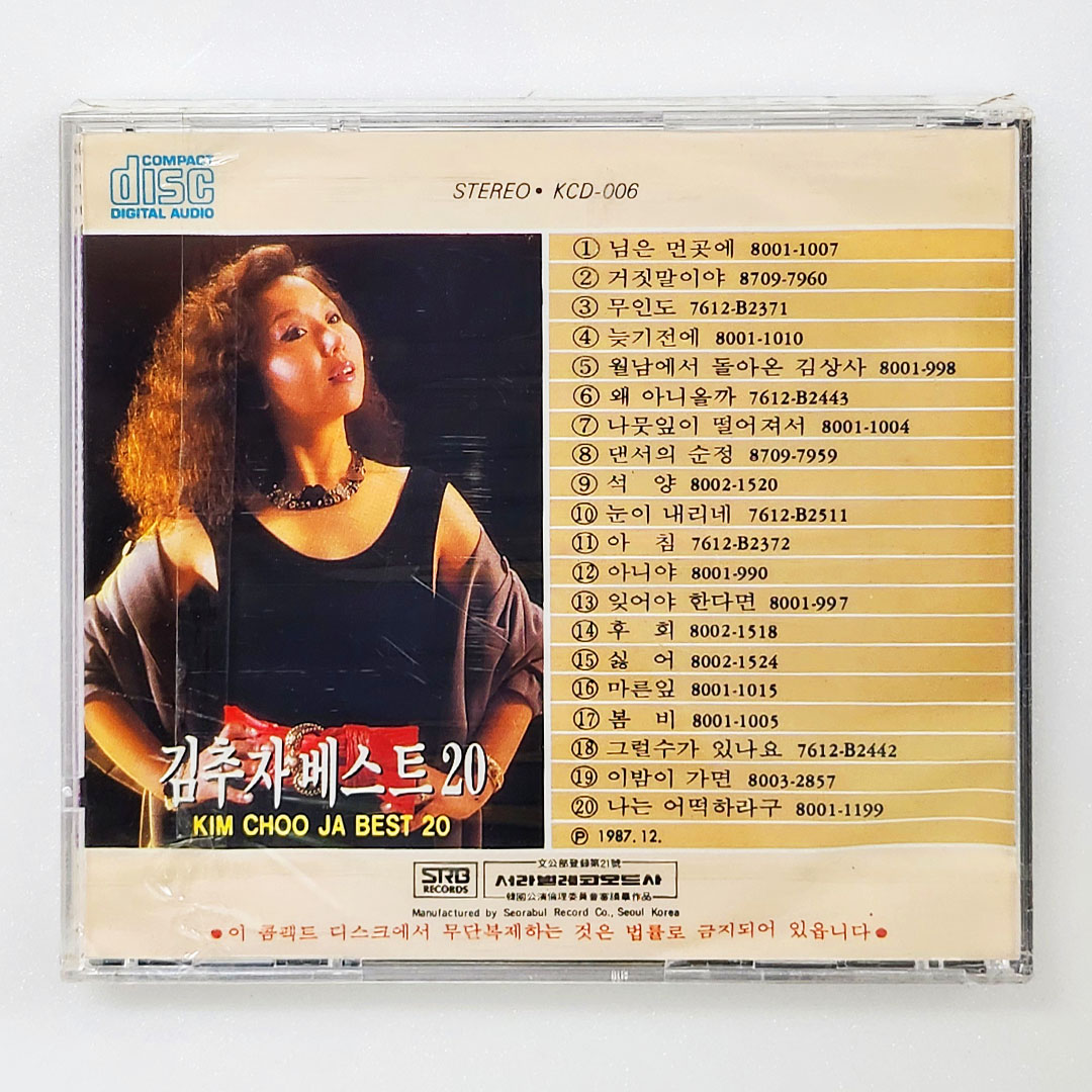 김추자 BEST 20 [미개봉 CD]